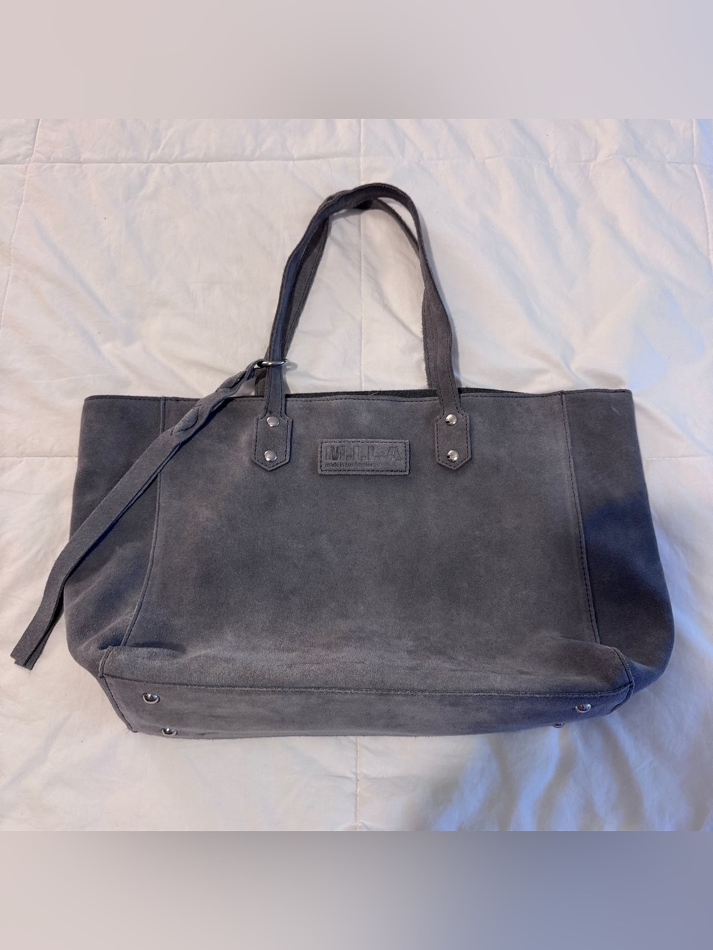 Women’s Classic Gray Suede Shoulder Tote